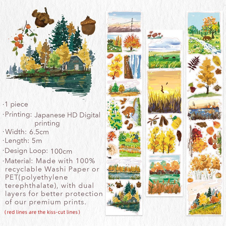 Taśma Washi Pre-Cut | Jesienne liście