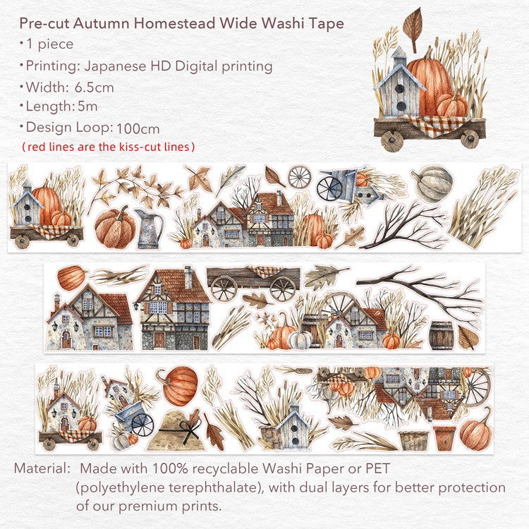 Taśma Washi Pre-Cut | Jesienna posiadłość