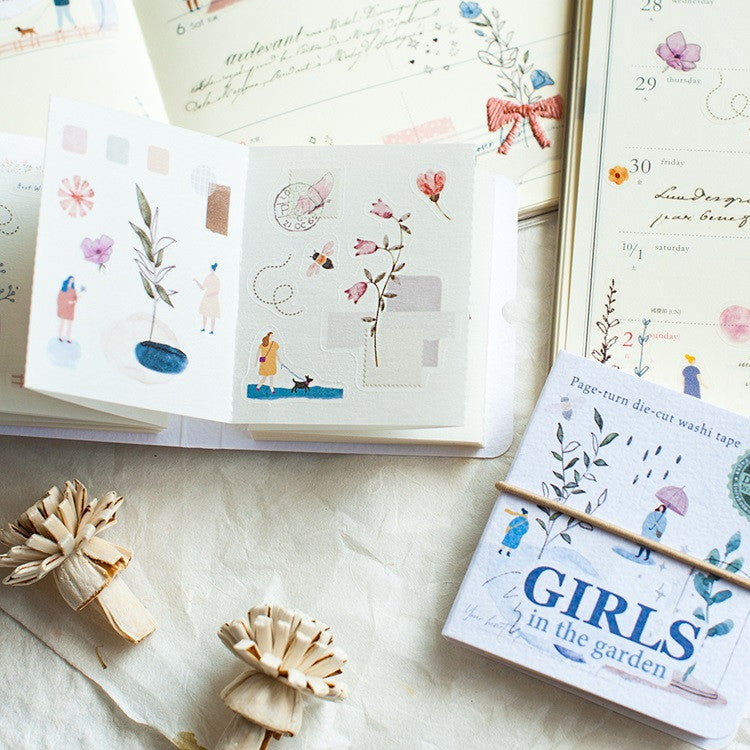 Książeczka z naklejkami washi | Dziewczyny w ogrodzie