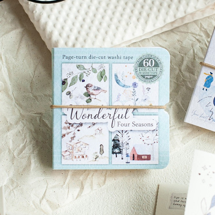 Książeczka z naklejkami washi | Cztery pory roku