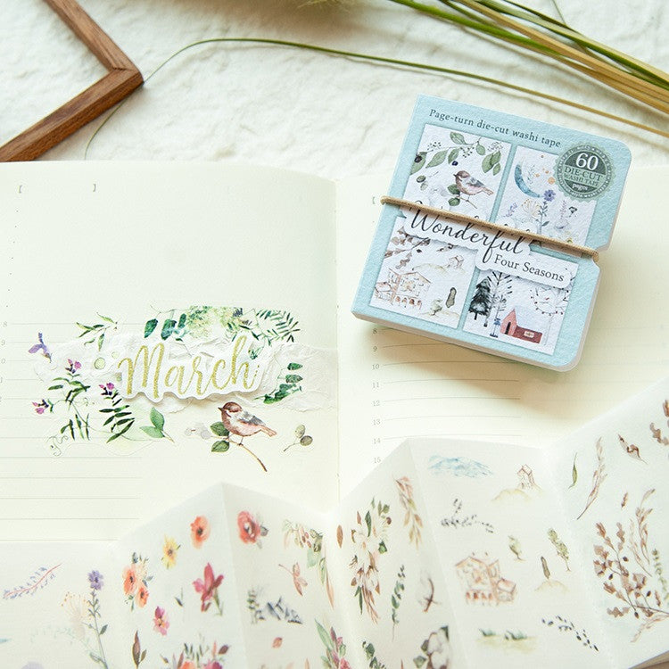 Książeczka z naklejkami washi | Cztery pory roku