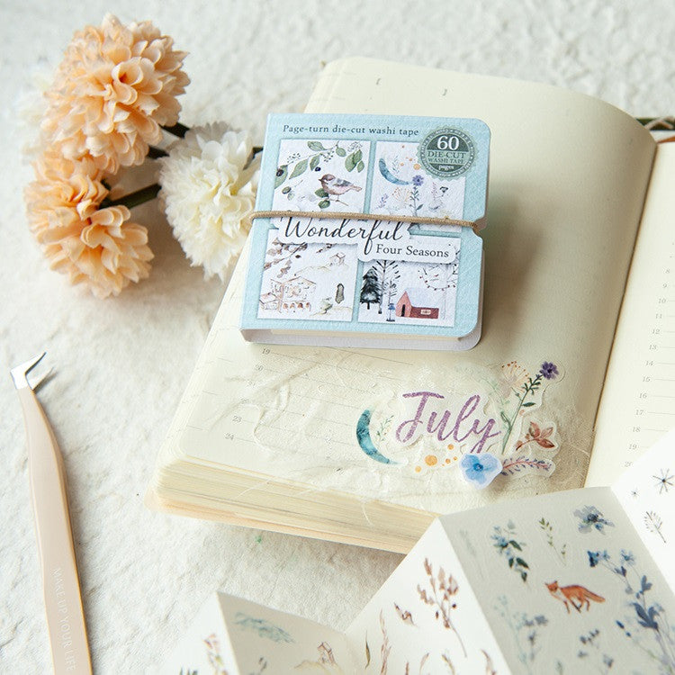 Książeczka z naklejkami washi | Cztery pory roku