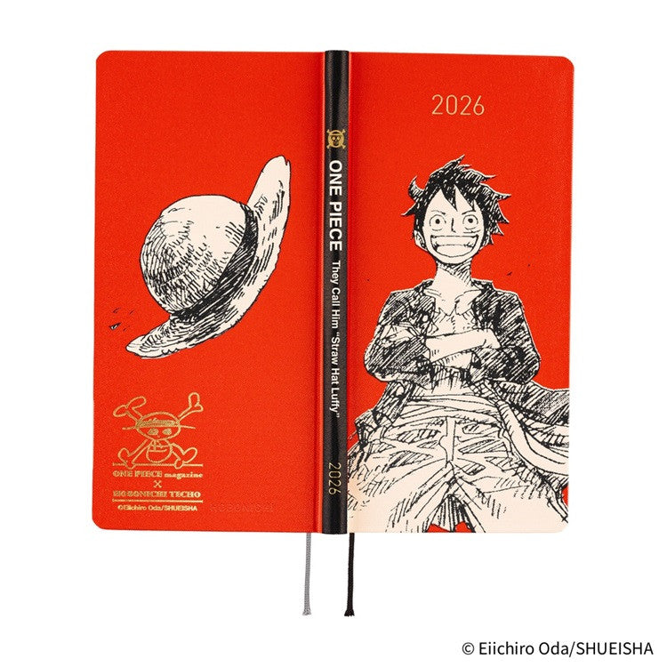Kalendarz tygodniowy 2026 Hobonichi Techo Weeks | One Piece: Straw Hat Luffy (Red) | Edycja angielska