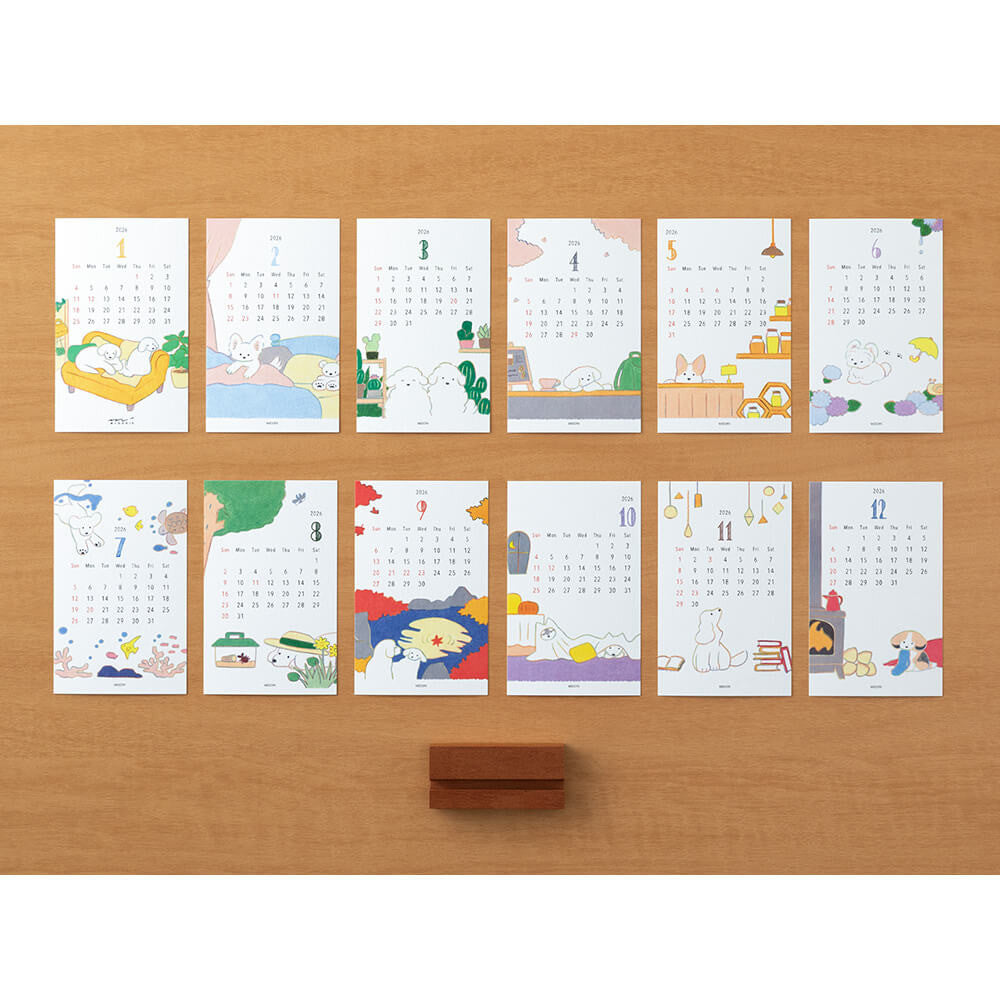 Kalendarz miesięczny na biurko Midori 2026 | Psy