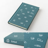 Kalendarz Midori Diary Book Type B6 2026 | Niebieskozielony z psami