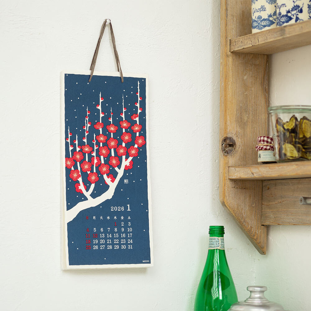 Kalendarz na ścianę Midori 2026 | Echizen Washi S | Kwiaty