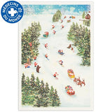 Kartka Świąteczna | Mikołaj na nartach