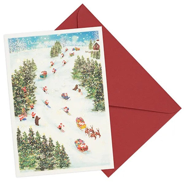 Kartka Świąteczna | Mikołaj na nartach