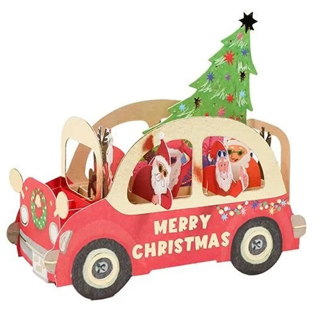 Kartka Świąteczna 3D |  Świąteczny Samochód