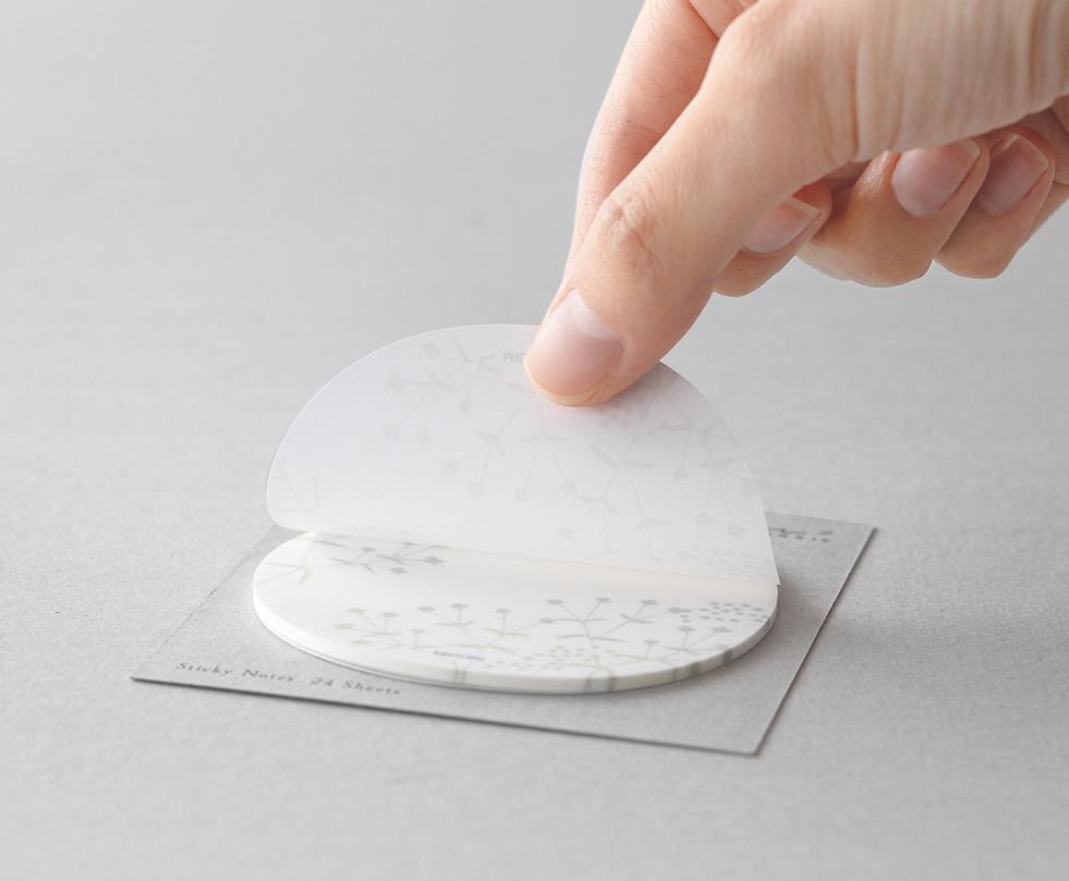 Karteczki samoprzylepne Midori Sakura Fusen Transparentne | Białe kwiatki