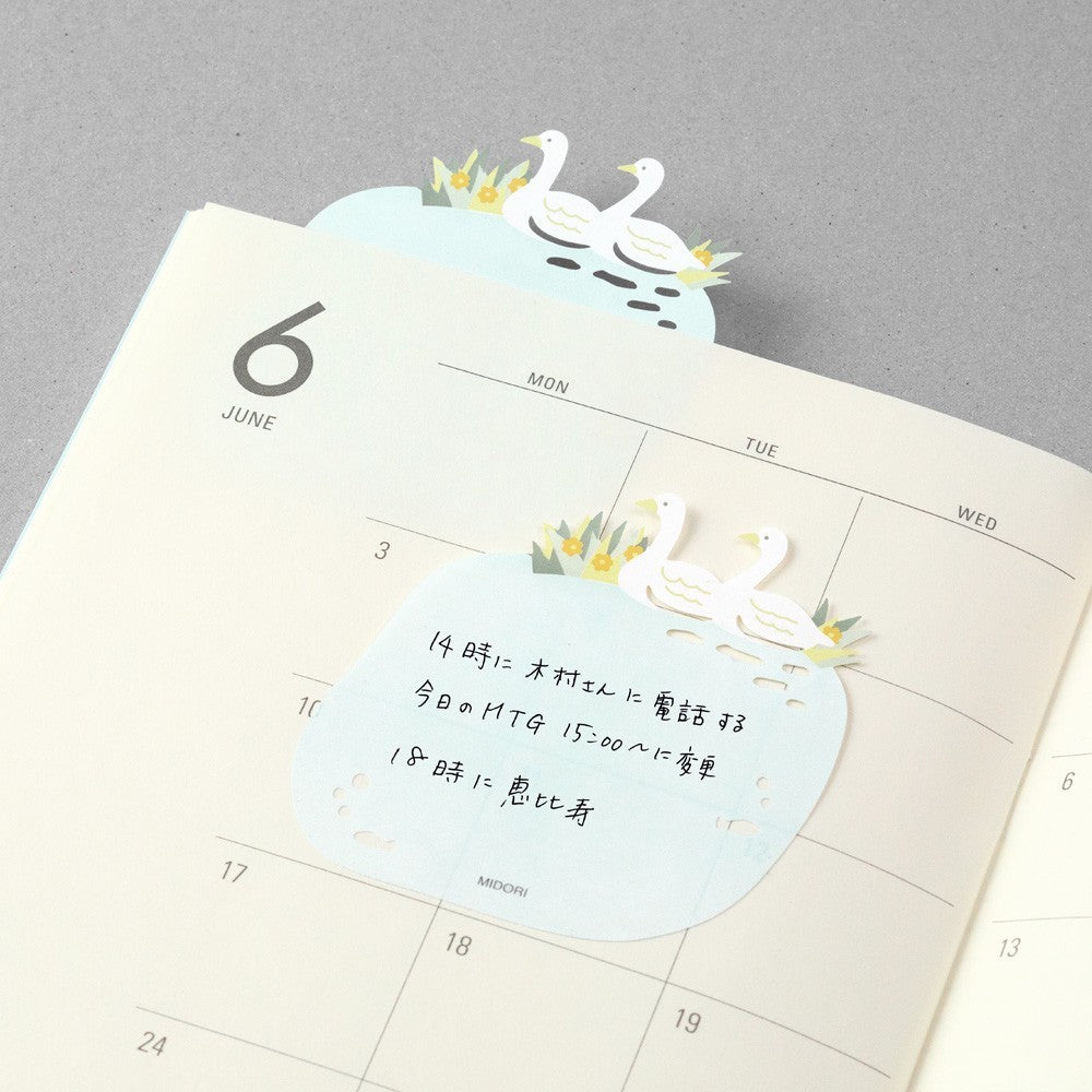 Karteczki samoprzylepne Midori Katanuki Fusen | Łabądź