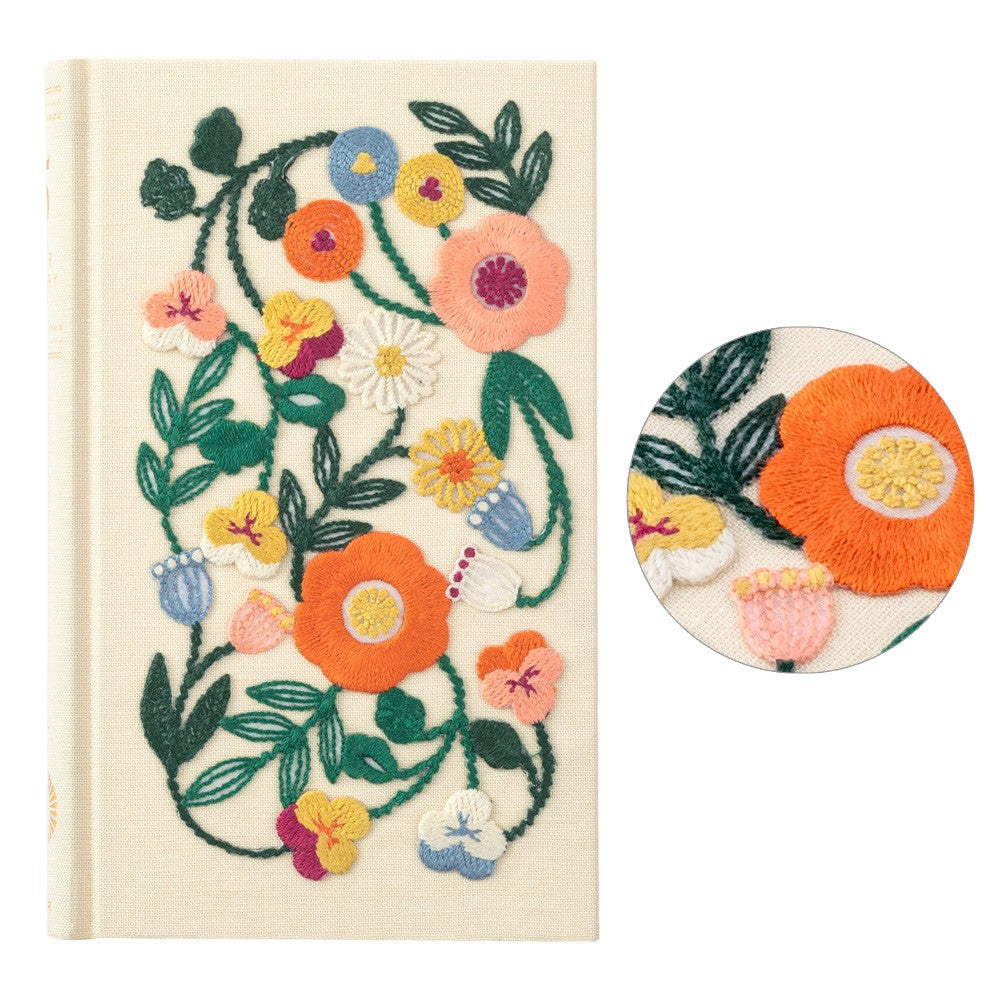 Pamiętnik 5-letni Midori Haftowane kwiaty | Beżowy