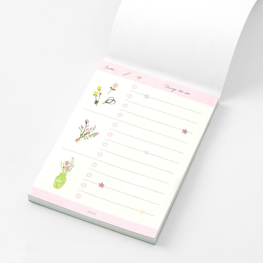 Notes Midori To Do Memo Pad | Kwiaty