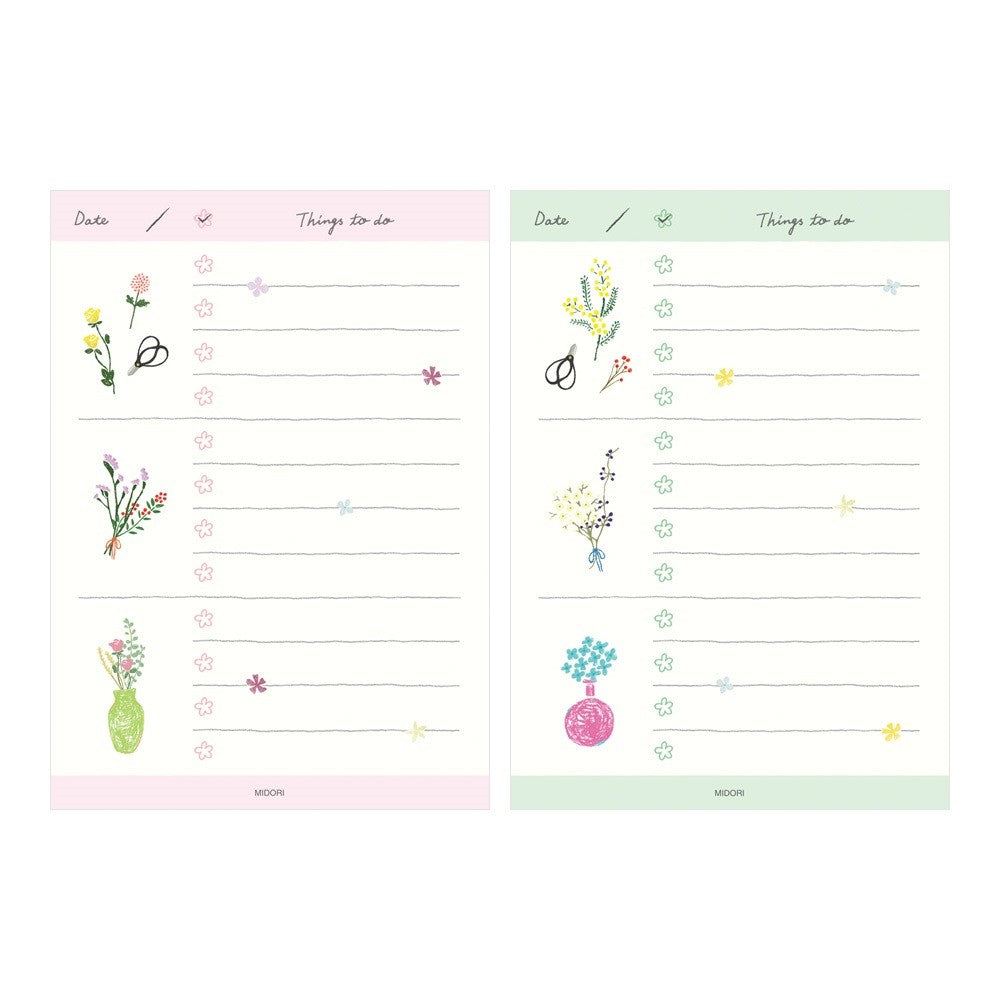 Notes Midori To Do Memo Pad | Kwiaty
