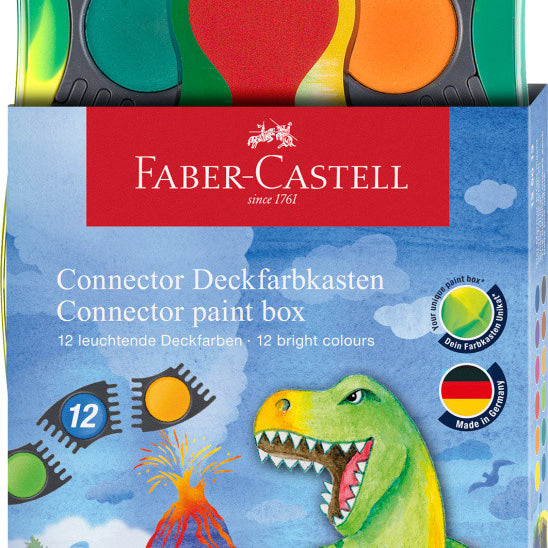 Farby szkolne Connector Faber-Castell 12 kolorów | Dinozaury