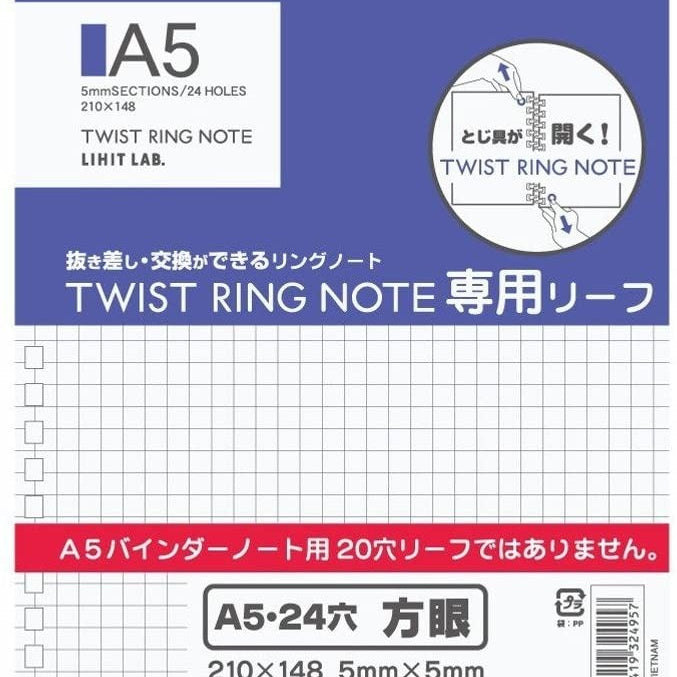 Wkład do segregatora Lihit Lab Twist Note A5 Kratka