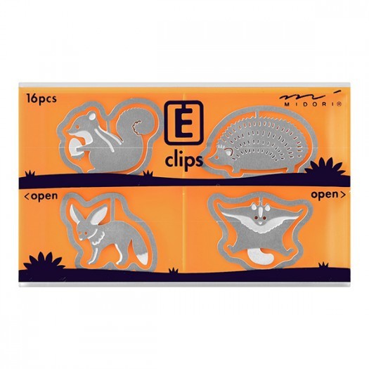 Spinacze do papieru Midori E-Clips | Zwierzęta leśne