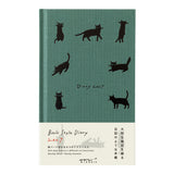 Kalendarz Midori Diary Book Type B6 2027 | Zielony z kotami