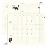 Kalendarz Midori Diary Book Type B6 2027 | Zielony z kotami