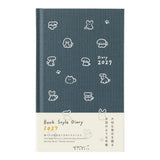 Kalendarz Midori Diary Book Type B6 2027 | Granatowy z pieskami