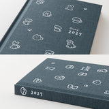 Kalendarz Midori Diary Book Type B6 2027 | Granatowy z pieskami