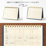 Kalendarz miesięczny Midori +Stand Diary B6 2027 | Granatowy