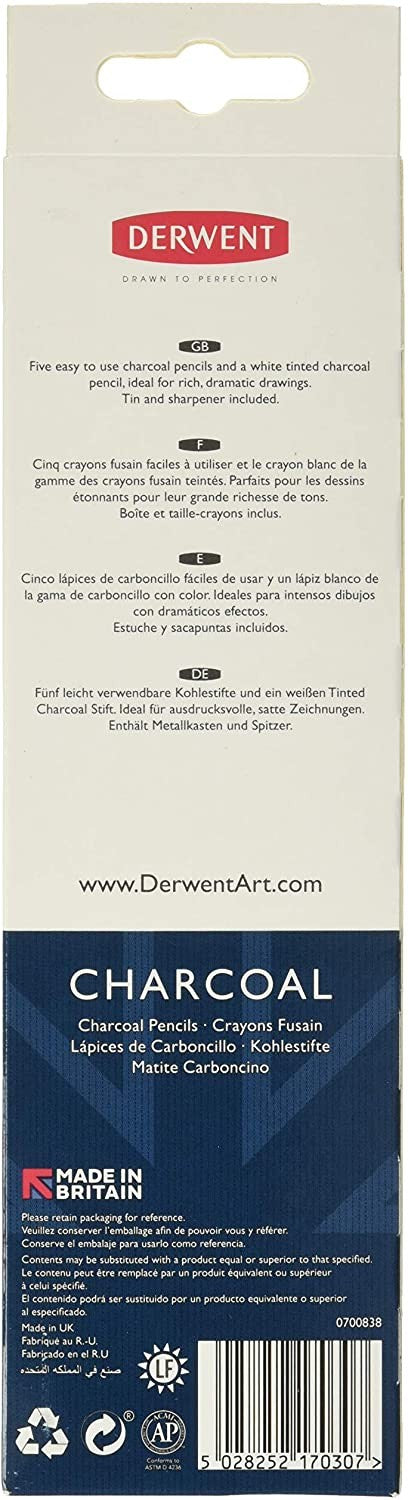 Węgiel Rysunkowy w Kredce Derwent Characoal Pencils 6 sztuk