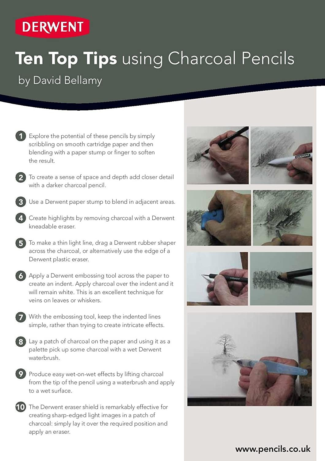 Węgiel Rysunkowy w Kredce Derwent Characoal Pencils 6 sztuk