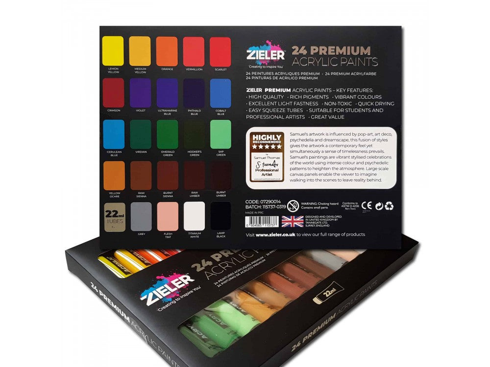 Farby Akrylowe Zieler Premium Acrylic Paints 24 kolory