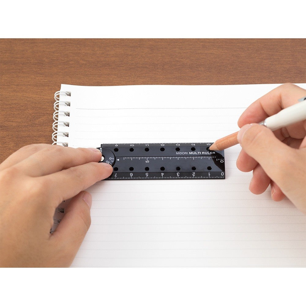 Składana linijka Midori plastikowa 16 cm | Czarna | A
