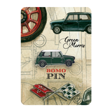 Pin Bomo Art Zielony Morris Mini Cooper