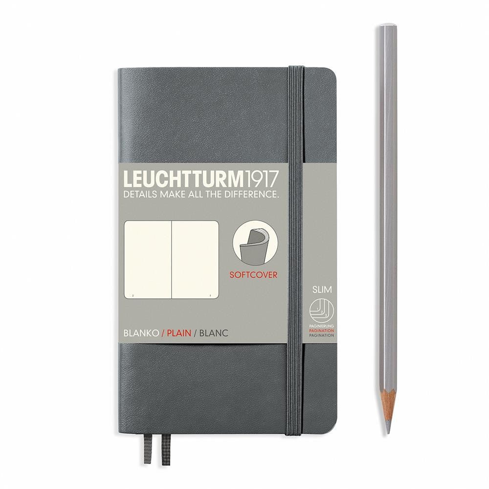 Notatnik Leuchtturm1917 A6 Softcover Gładki | Antracytowy