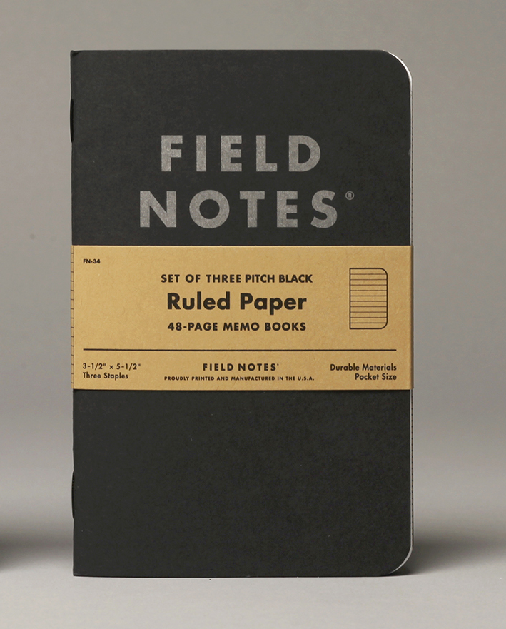 Notesy Field Notes Pitch Black 3 szt. w linie