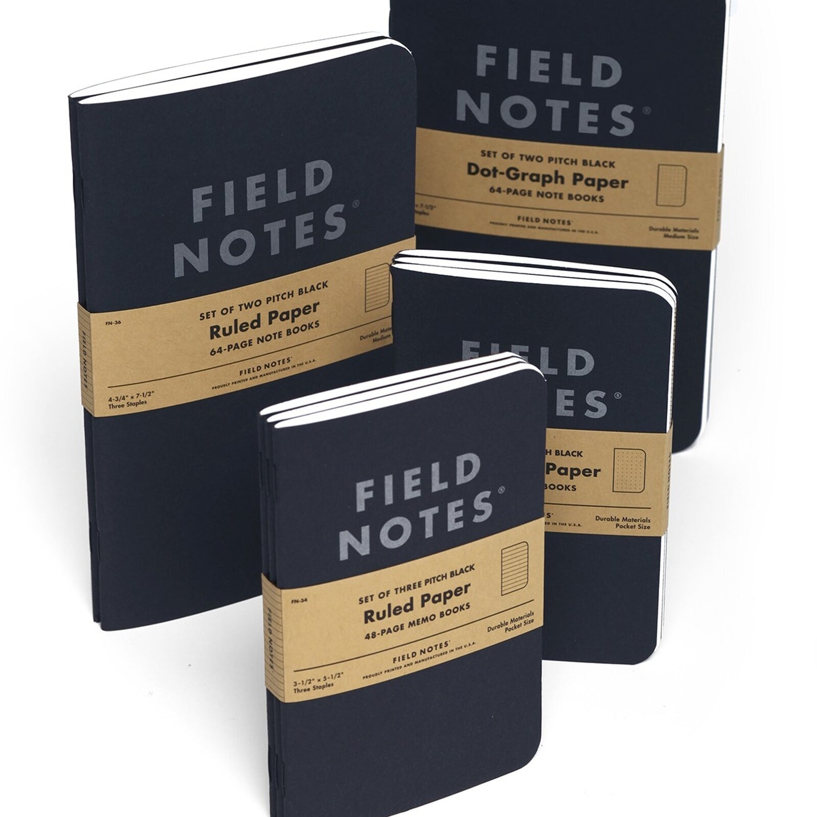 Notesy Field Notes Pitch Black 3 szt. w kropki