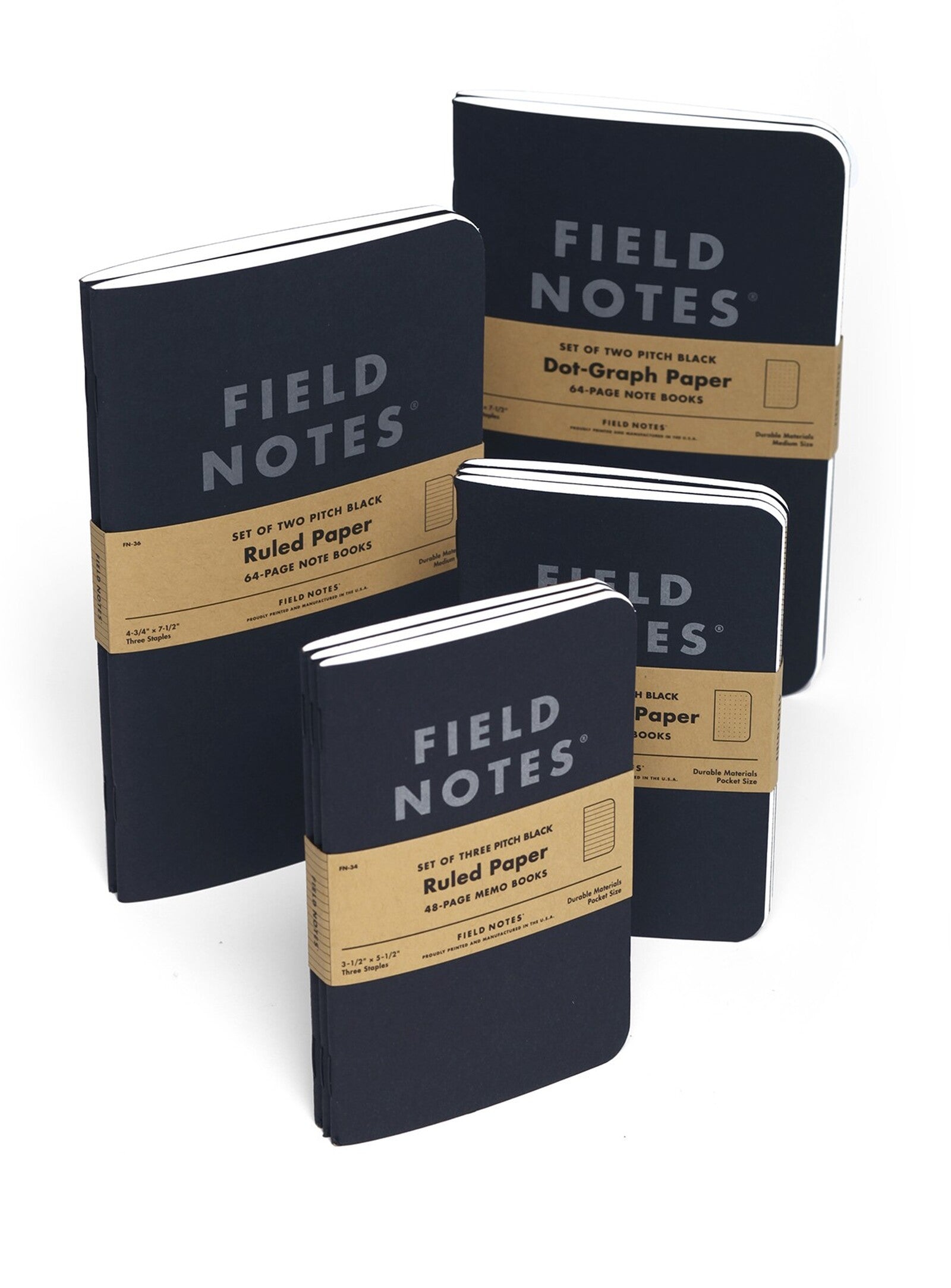 Notatniki Field Notes Pitch Black Medium 2 szt. w linie