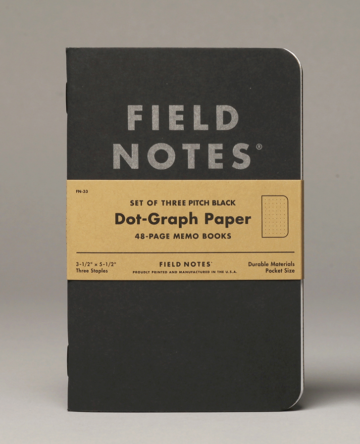 Notatniki Field Notes Pitch Black Medium 2 szt. w kropki