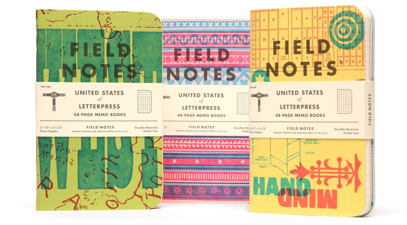 Notesy Field Notes United States of Letterpress B 3 szt. w kratkę
