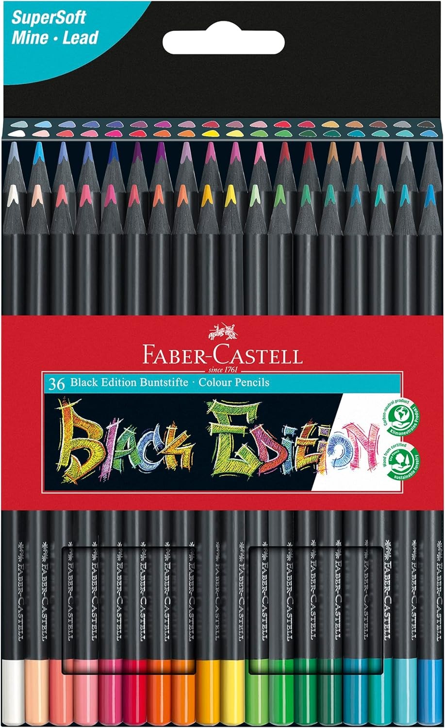 Kredki trójkątne Faber-Castell Black Edition | 36 kolorów