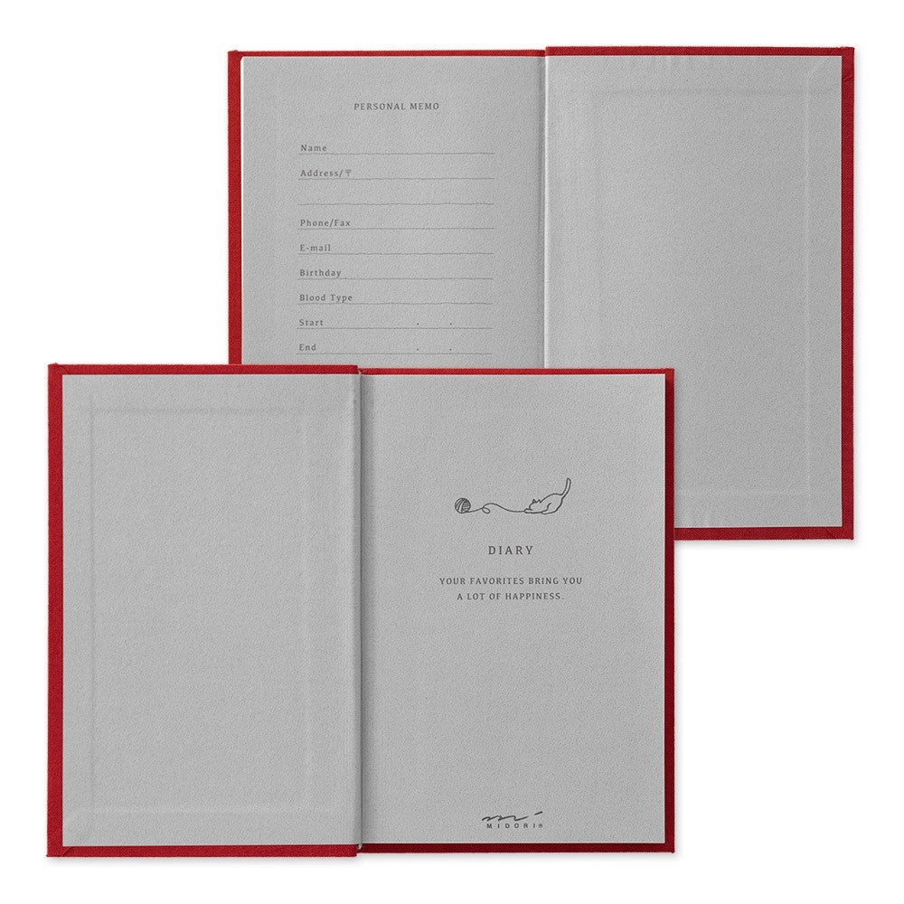 Pamiętnik z haftowaną zakładką Midori | Kot