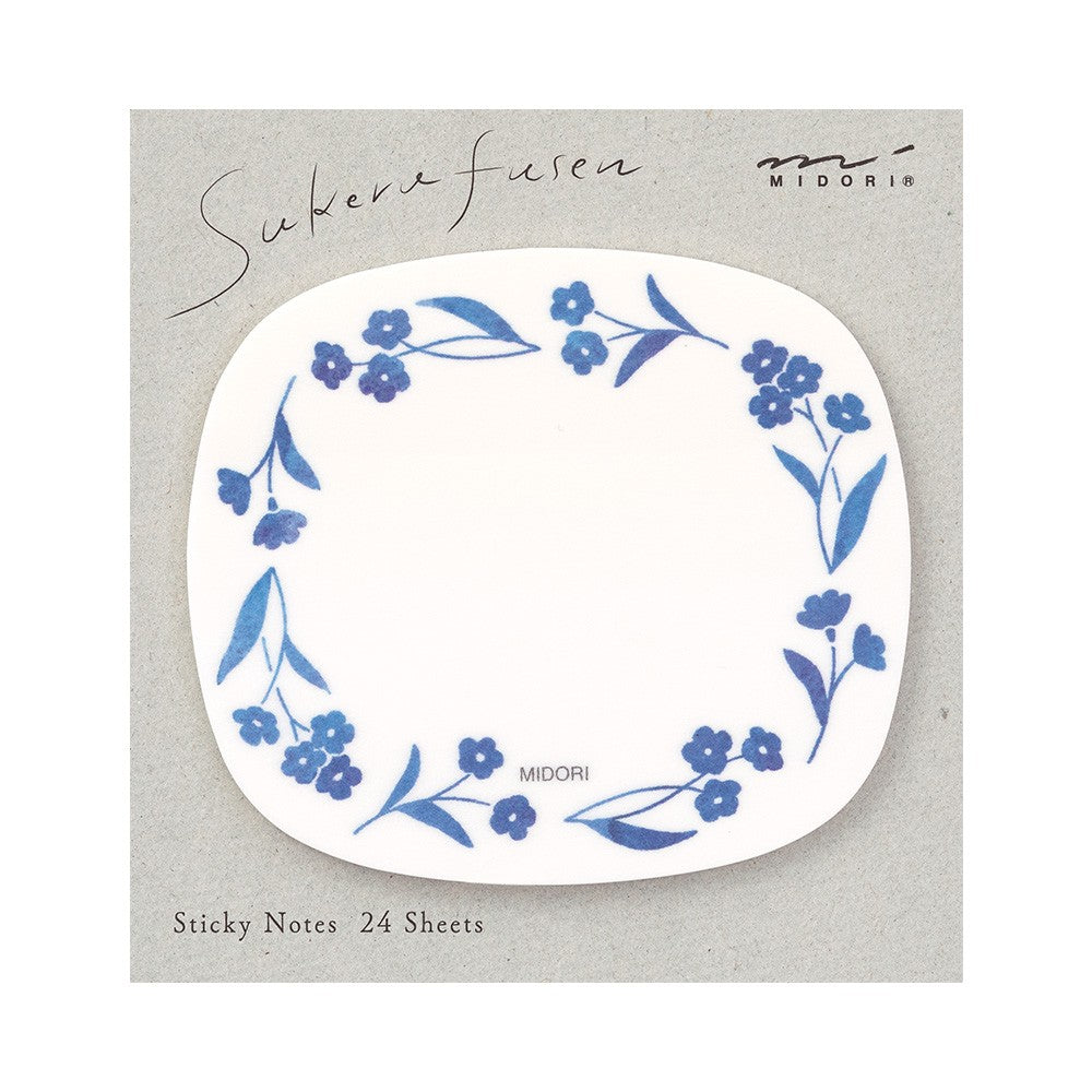 Karteczki samoprzylepne Midori Sakura Fusen Transparentne | Niebieskie kwiaty
