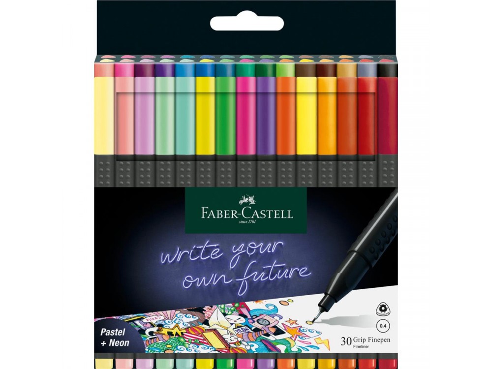 Zestaw cienkopisów Grip Finepen - Faber-Castell - 30 kolorów