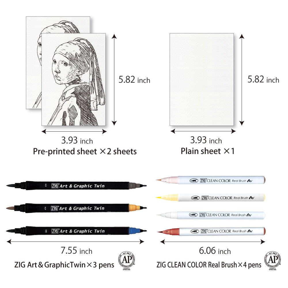 Zestaw do malowania Kuretake Zig Historic Art Collection | Johannes Vermeer ,,Dziewczyna z perłą"