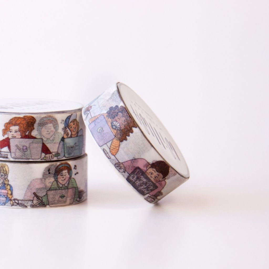 Taśma washi Willwa | Z laptopem w kawiarni