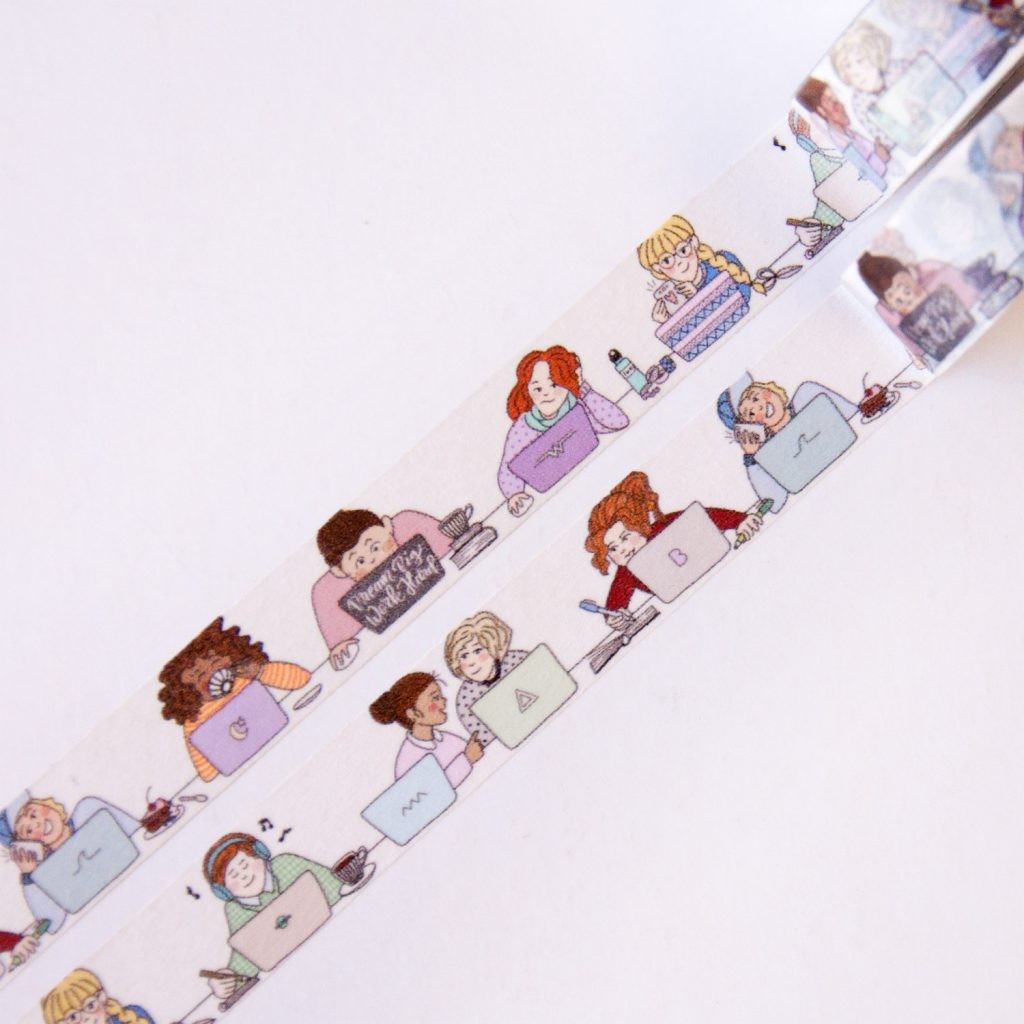 Taśma washi Willwa | Z laptopem w kawiarni