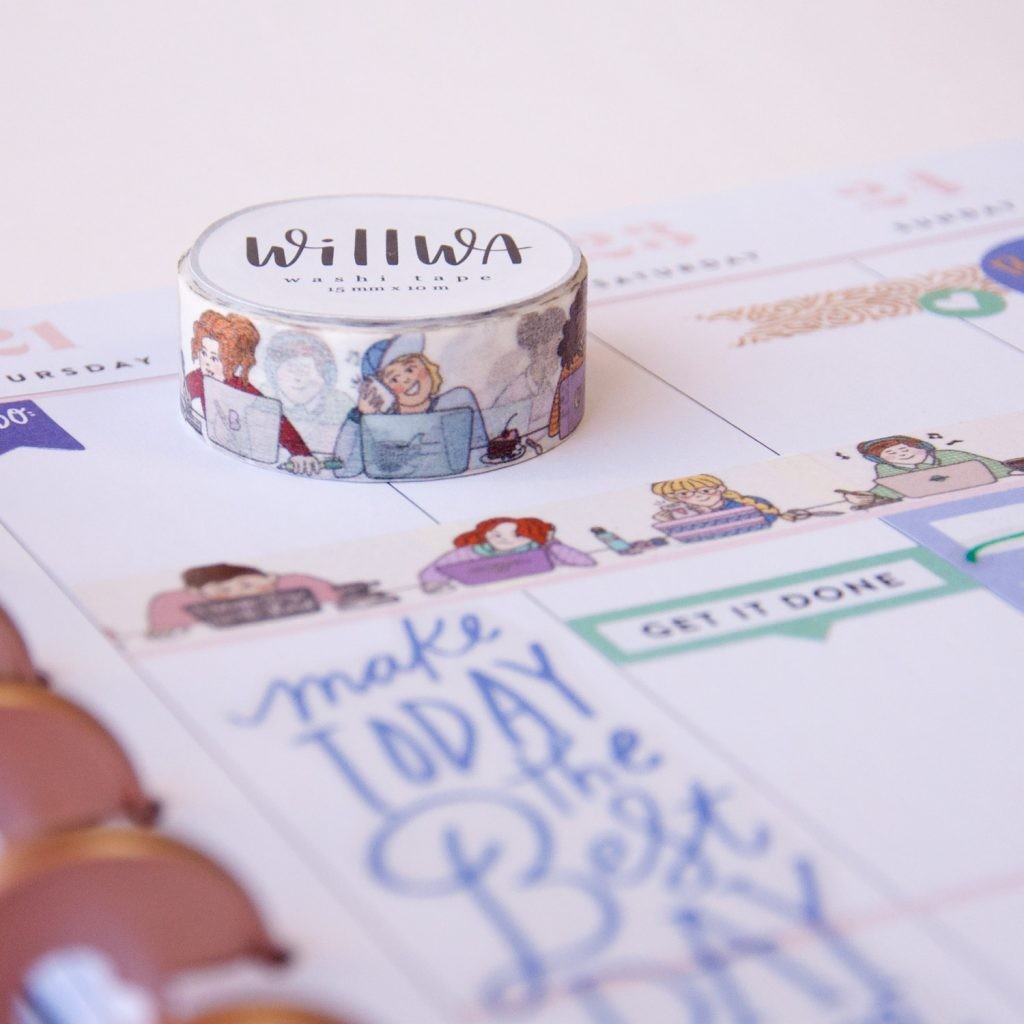 Taśma washi Willwa | Z laptopem w kawiarni