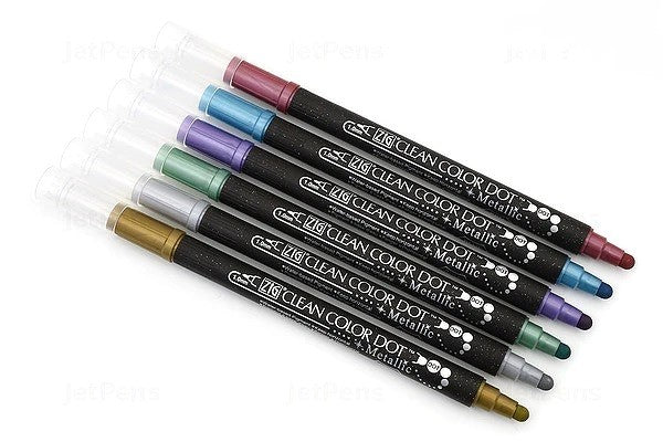 Zestaw metalicznych pisaków Kuretake Clean Color Dot Metallic