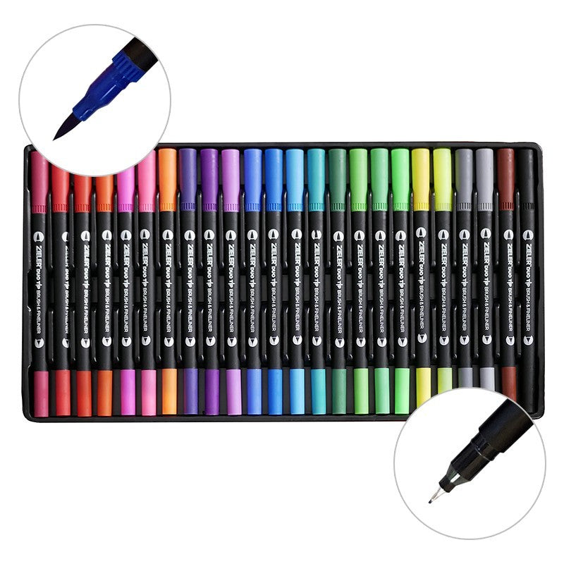 Zestaw kolorowych pisaków Zieler Duo Tip Brush&Fineliner Pens