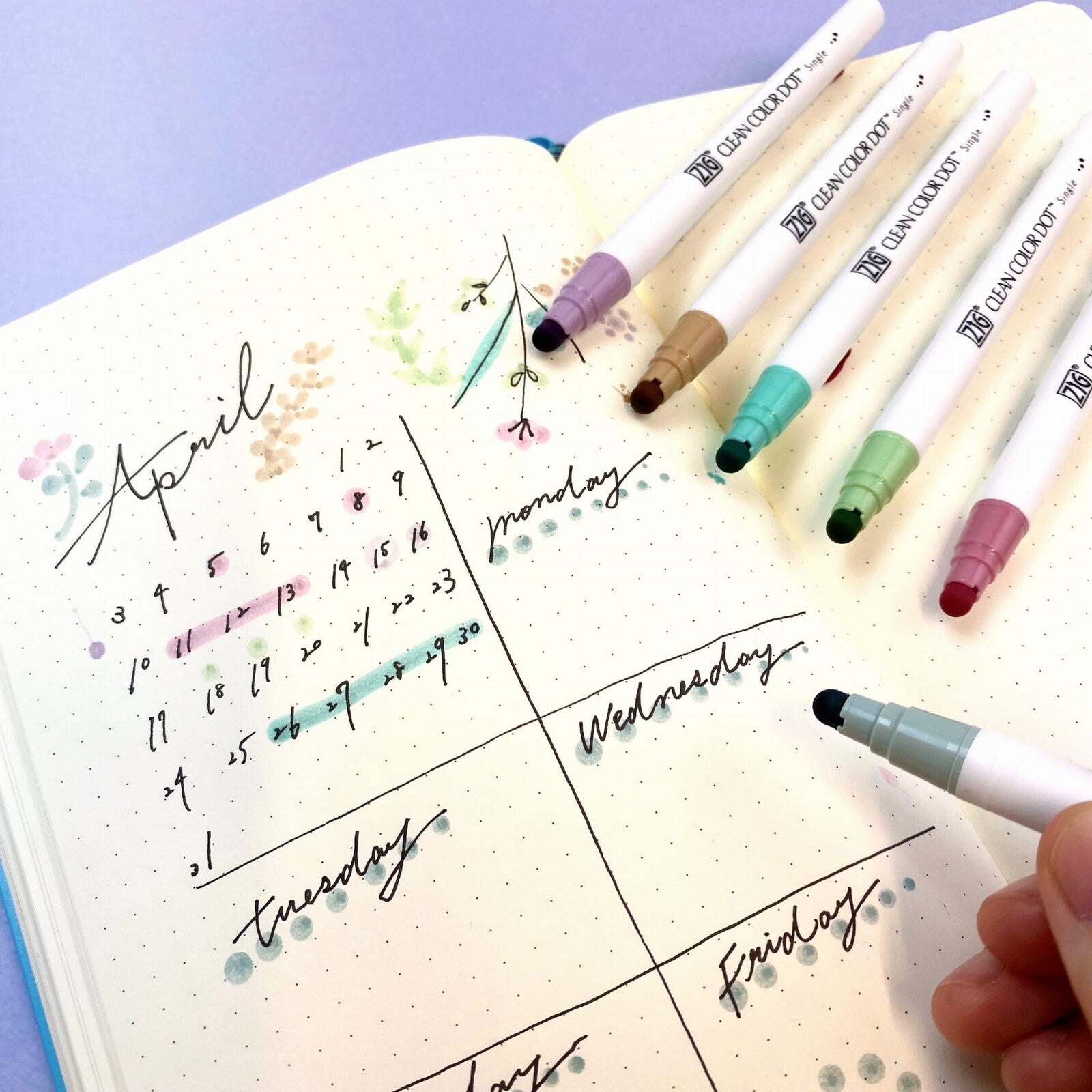 Zestaw pisaków Clean Color Dot Single - 6 kolorów Mild Smoky