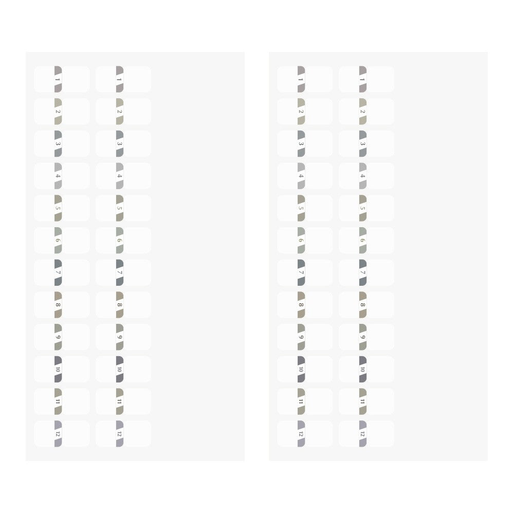 Naklejki indeksujące Midori Chiratto | Szare numery