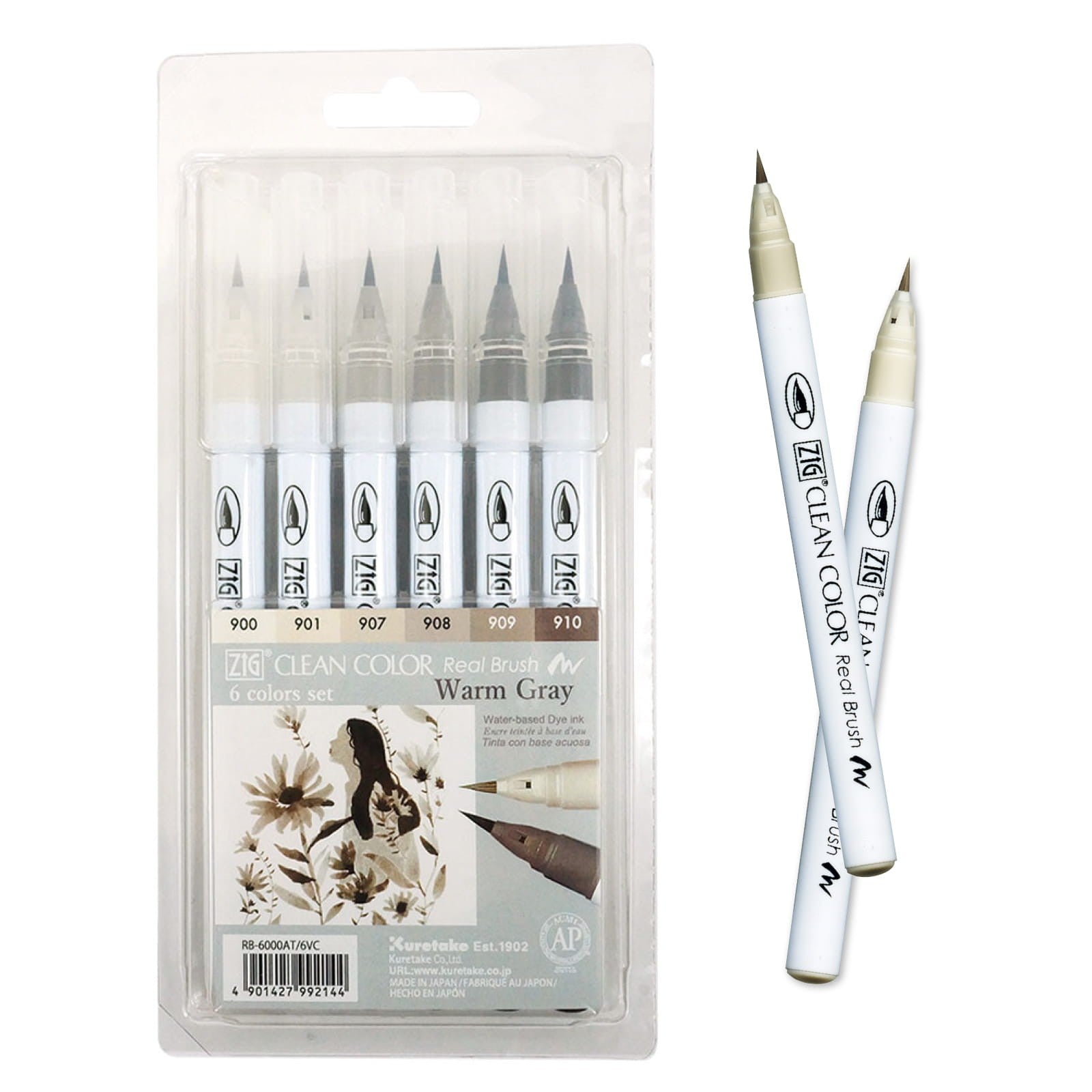 Zestaw Brush Penów Kuretake Zig Clean Color Real Brush Warm Gray